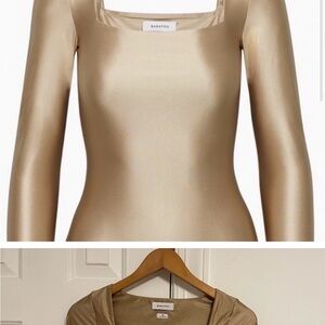 Babaton Shimmering Gold Square-Neck Long Sleeve Top